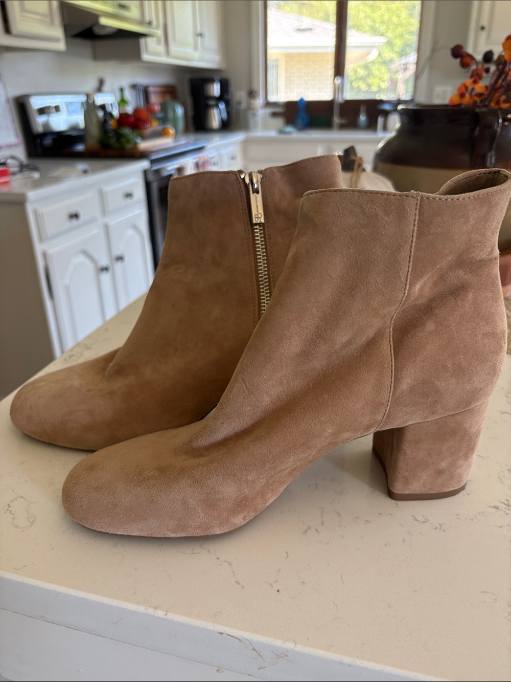 Women’s Suede Ankle Boots in Taupe